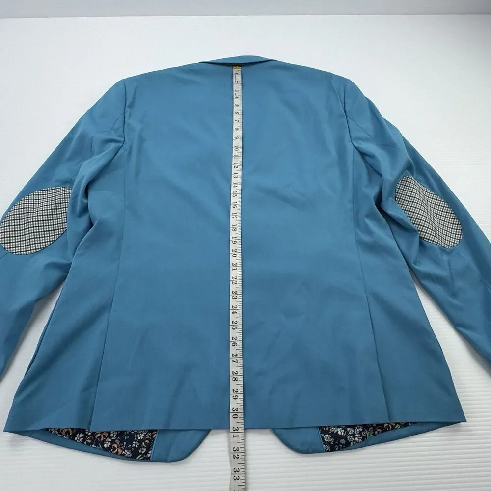 Paisley & Gray 48R Blue Sport Coat Blazer Floral Lining Elbow Patch Slim Fit